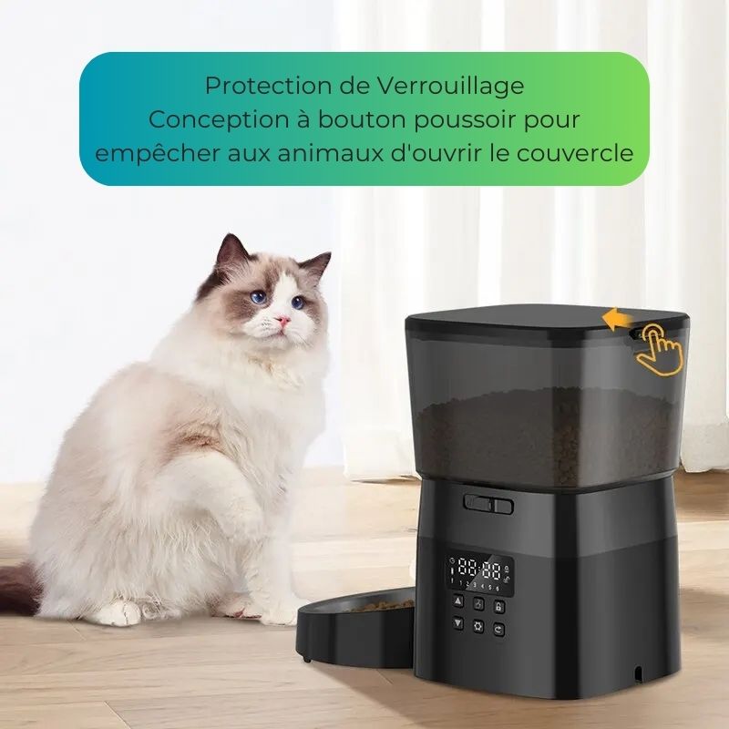 Distributeur Automatique de Croquettes pour Chats et Chiens - Version à Bouton avec Contrôle Intelligent