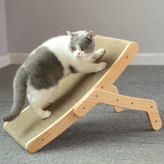 Planche à Gratter et Lit pour Chats - Cadre en Bois, Jouet Anti-Griffures