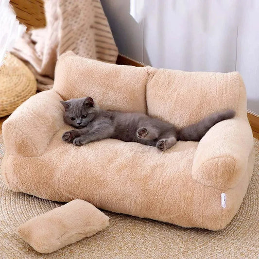 Canapé de Luxe pour Chats - Lit d'Hiver Douillet en Peluche pour Chats